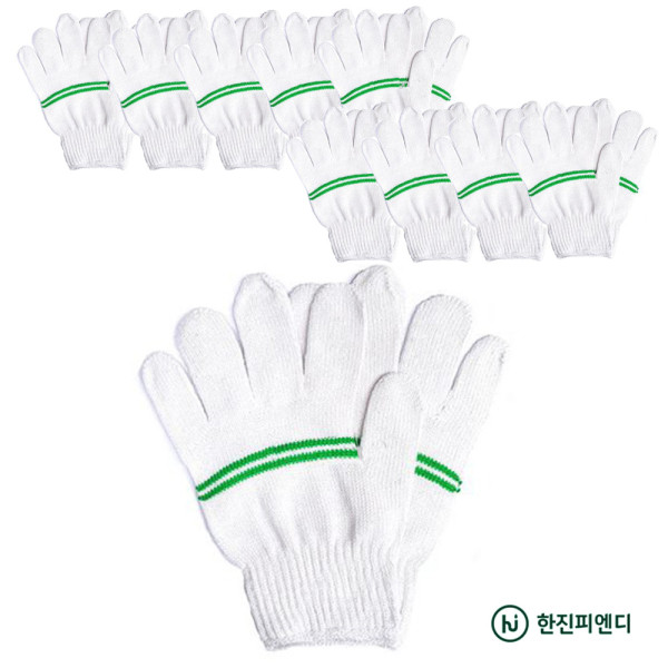 녹색두줄 면장갑 10켤례