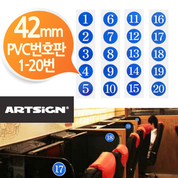 PVC 42mm 원형 번호판 5개 1-20번중선택
