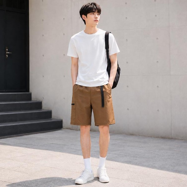 멀티포켓 팬츠 안정적인 핏연출 허리밴딩 스트랩 반바지 BM-488