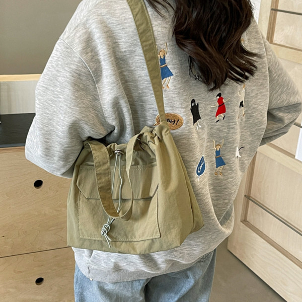 나일론 데일리 가벼운 크로스 백 여성 가방 카키그린