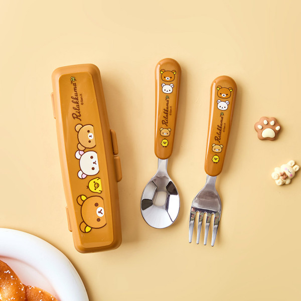 리락쿠마 큐티 스푼포크 케이스세트(해피)-브라운