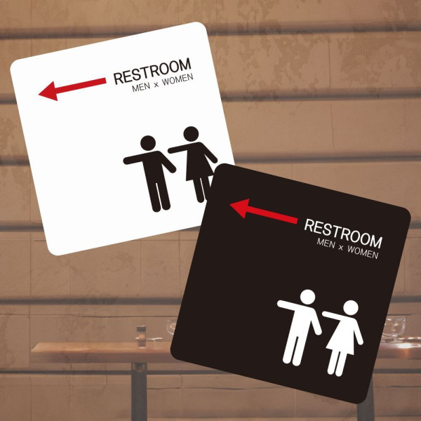 RESTROOM 좌측4 부착형 정사각 소형안내판 13x13cm 디자인문패