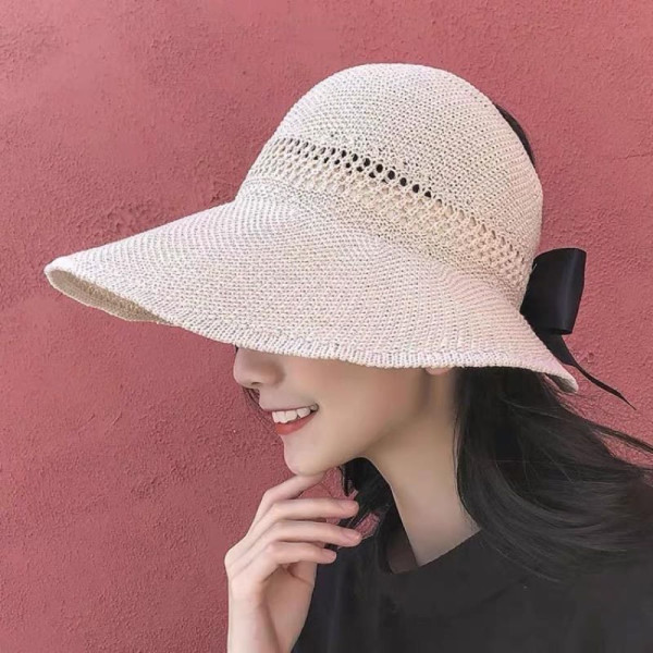 리본 돌돌이 썬캡 베이지