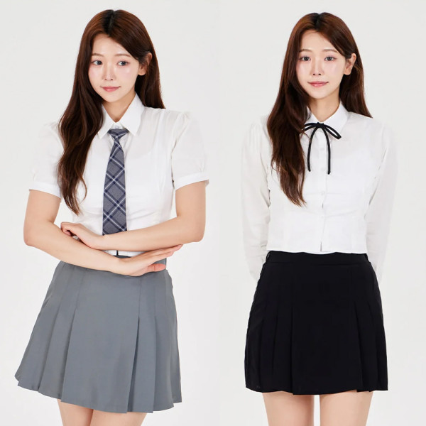 베이직 핀턱 슬림라인 여자 기본셔츠(반팔or긴팔)