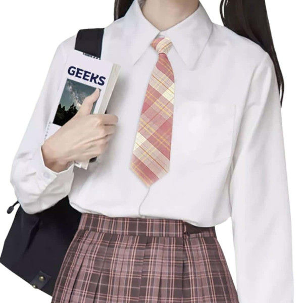 교복 체크 자동 넥타이 옐로우