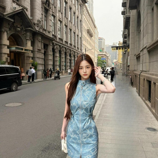 엘레이디 네이비 다크 블루 민소매 프린팅 미니 집업 휴양지 유니크 원피스