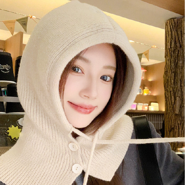 [이거찜] 겨울방한모자 단추 바라클라바/털모자/후드 머플러