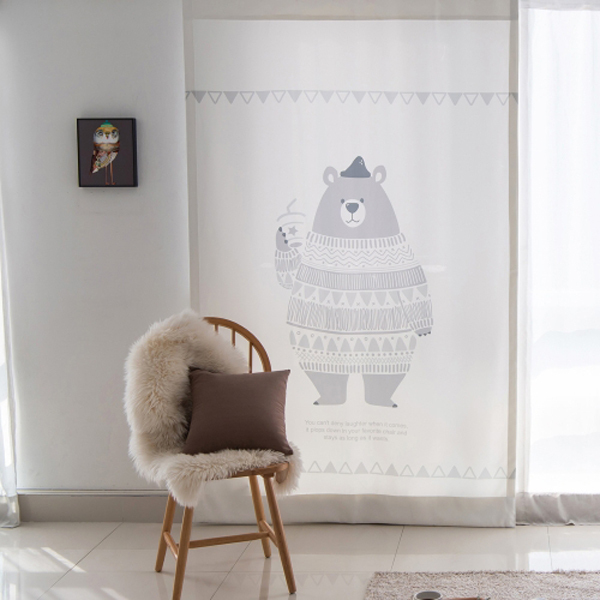 북유럽 암막커튼 블링곰친구 나비주름 75x230cm 1장