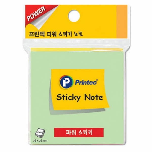 프린텍 S7676G 파워 스티키노트 연두 76 x 76mm 100매
