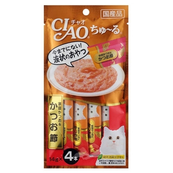 이나바 고양이간식 챠오 츄르 가다랑어 가츠오부시 14g x 4p 4SC 75