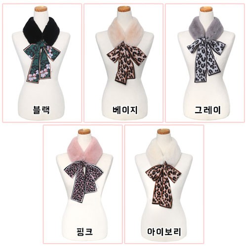 리본 페이크 쁘띠 퍼목도리 겨울 퍼머플러 목도리