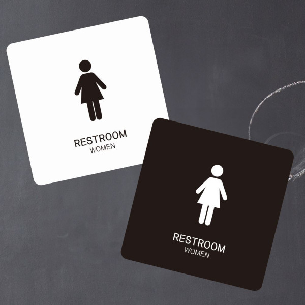 RESTROOM WOMEN1 부착형 정사각 소형안내판 13x13cm 디자인문패