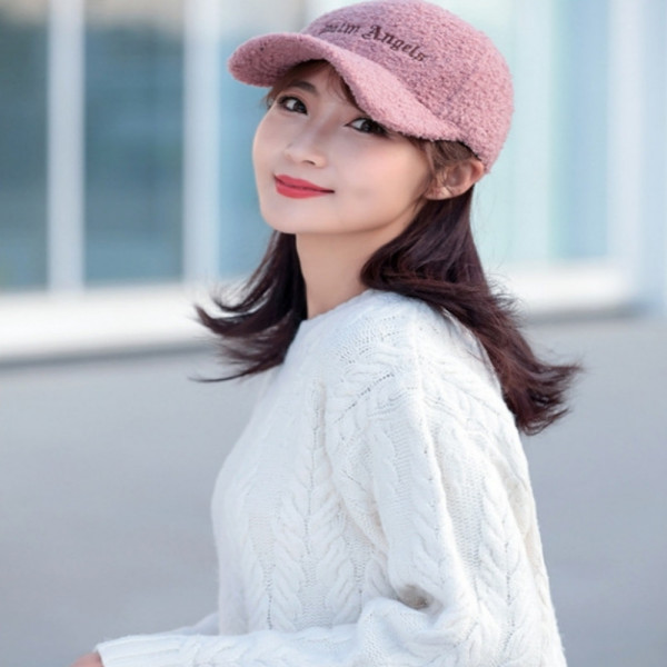 포인트 겨울 뽀글이 모자 핑크