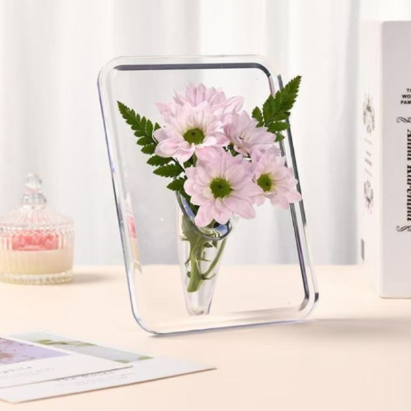 화병 생화 액자 입체 심플 3D 꽃병 아크릴 투명 디자인 인테리어 조화