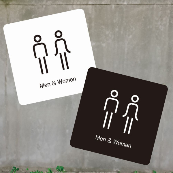 Men Women 부착형 정사각 소형안내판 13x13cm 디자인문패