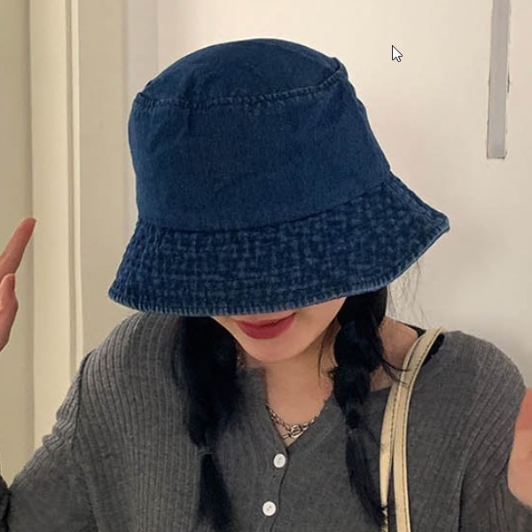 데님 벙거지 청색 무지 심플 꾸안꾸 데일리 스트릿 패션 캐주얼 여름 봄 감성 코디 편안한