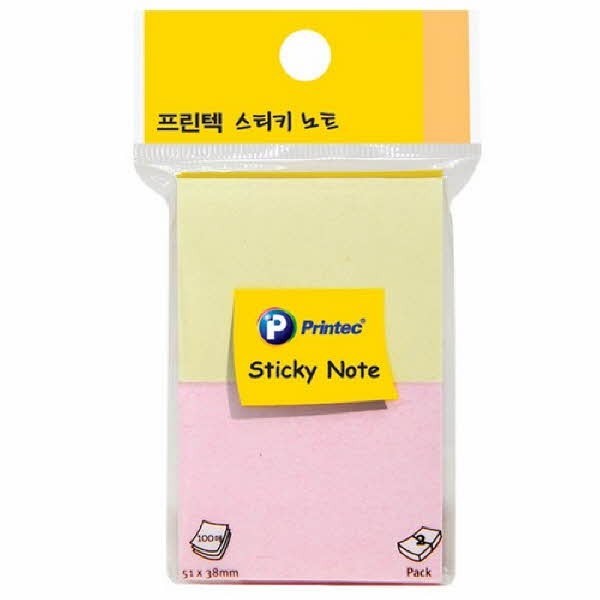 5138YP 스티키노트 파스텔2색(노랑 핑크) 51X38 100매