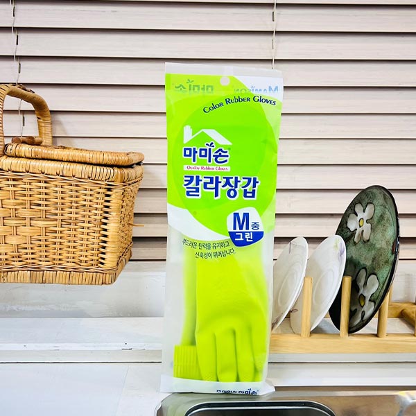 마미손 고무장갑 칼라 M중 그린