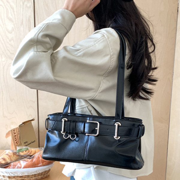 여성 데일리 가죽 숄더 백 결혼식 가방 블랙