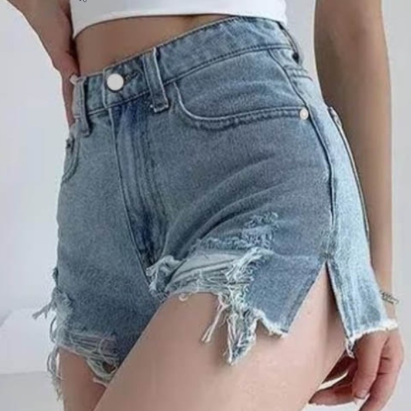 힙컷 청핫팬츠 찢어진 컷팅 여자 꾸안꾸 스트릿 레트로 무드 빈티지 짧은 데미지 디테일