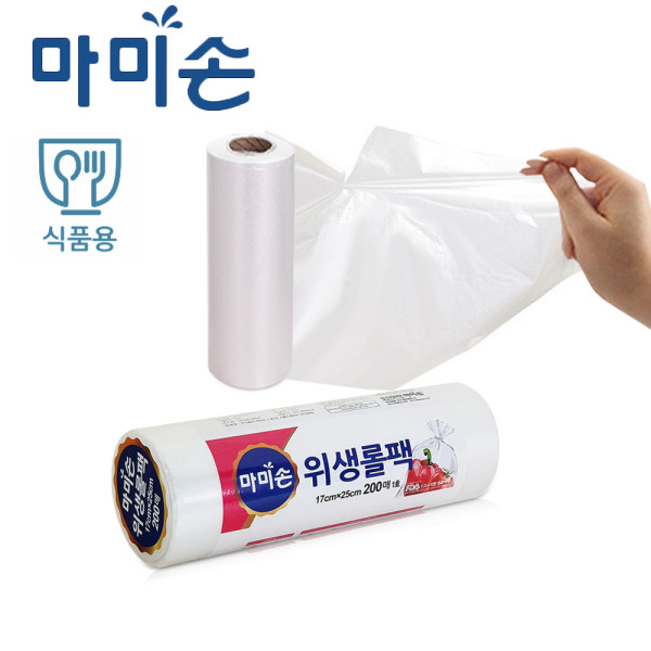 마미손 뜯어쓰는 비닐봉투 롤백 1호 200매 소17x25
