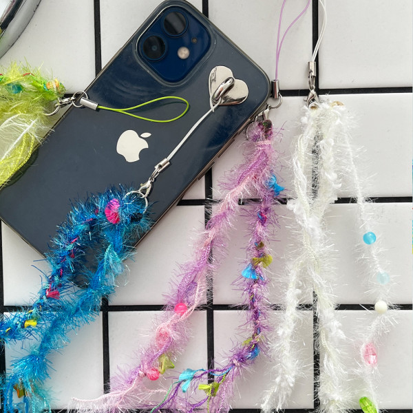 핸드폰 키링 스트랩 만들기 키트 세트 DIY 휴대폰 비즈 뜨개 털 실 만들기세트 재료