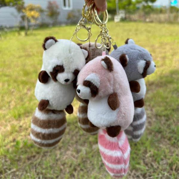 풍성한꼬리 라쿤 인형키링 가방키링 차키링