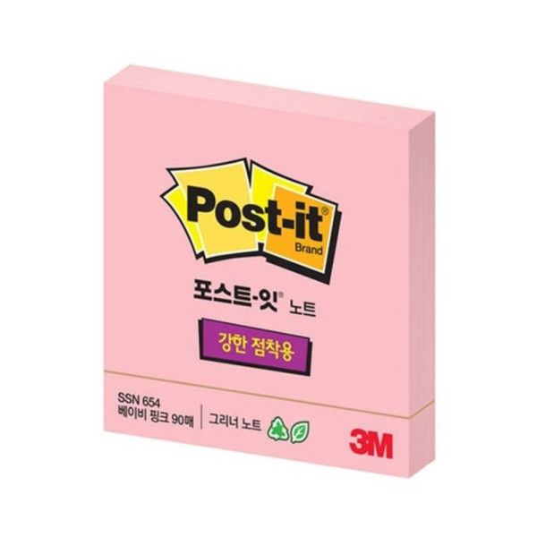 3M 포스트잇 654 SSN RC 베이비핑크 76 76 90매 박스 39개