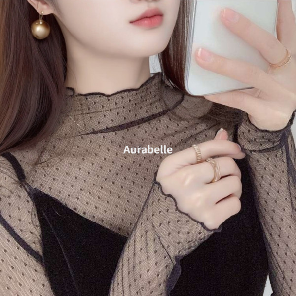 아우라벨르 도트시스루이너 레이어드긴팔티 해변휴양지룩자외선차단 원피스블라우스 모노키니수영복