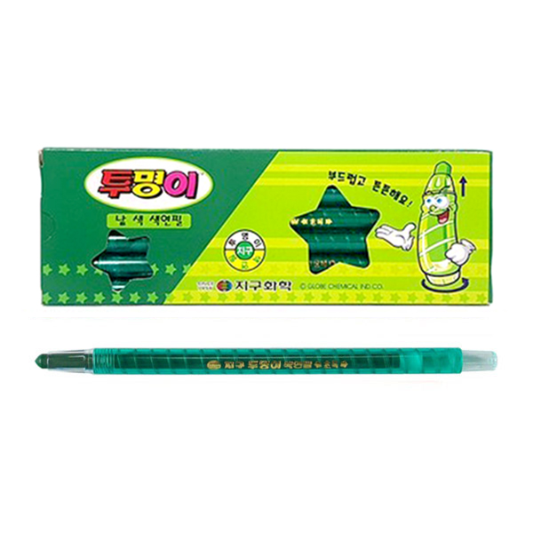 지구 투명이 색연필 낱색 채점펜 색칠펜(초록 12자루)
