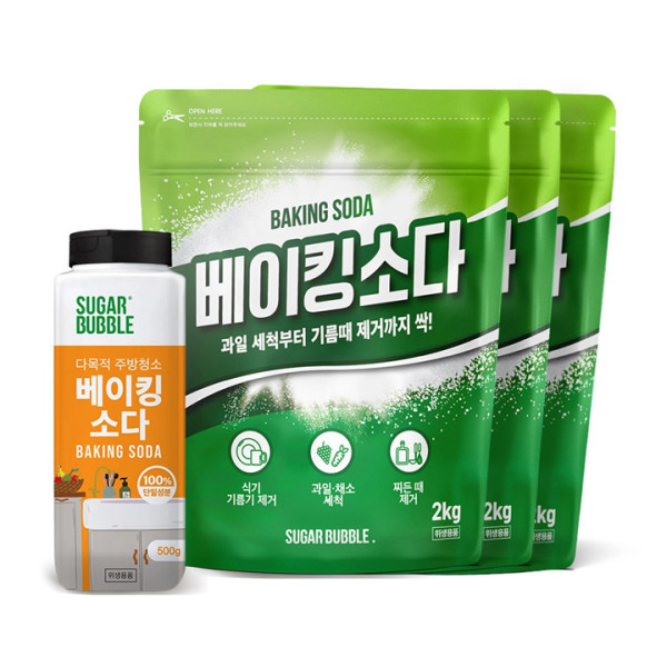 슈가버블 베이킹소다 2kg x 3 500g 용기