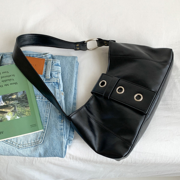 여자 가죽 숄더백 직장인 데일리 출근 가방 블랙