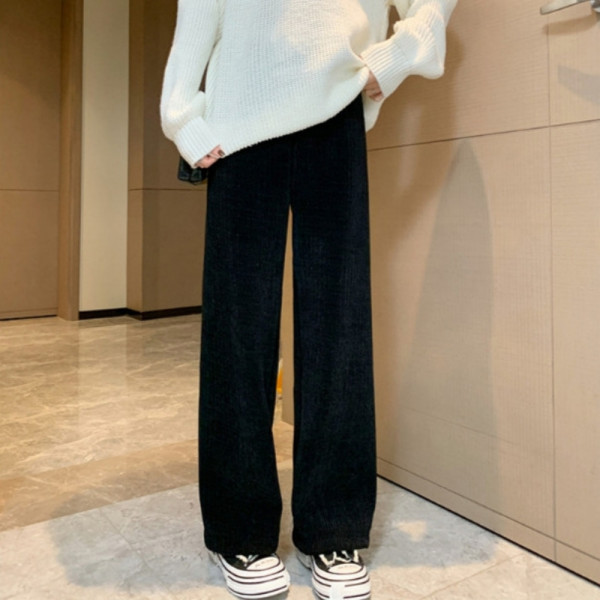 와이드 여성 기모 밴딩 팬츠 블랙