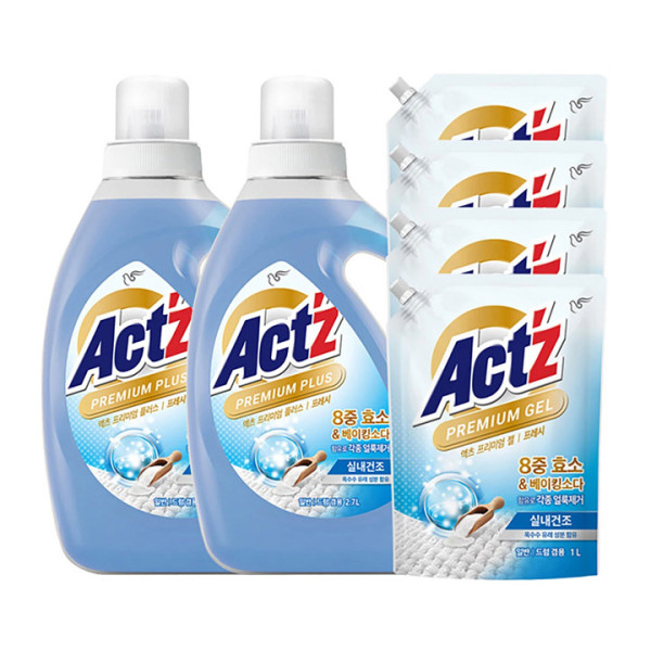 액츠 프리미엄 젤 세탁세제 프레쉬 2.7L x 2 + 1L x 4