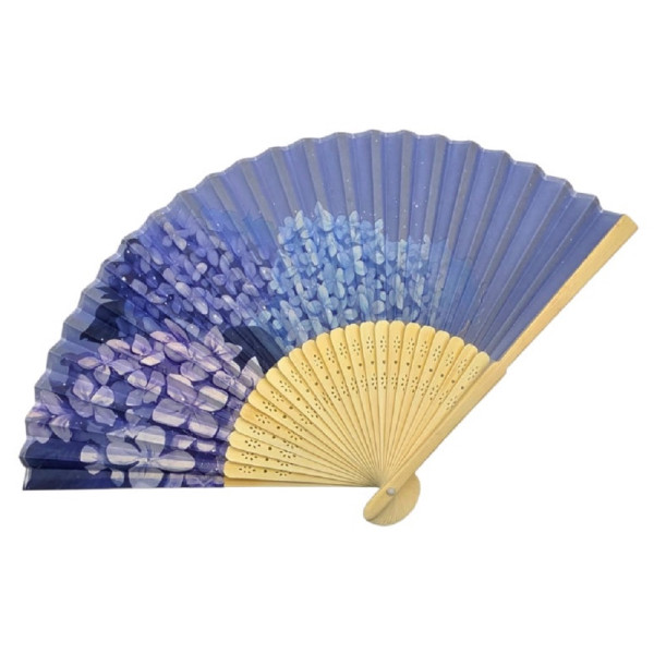 일본직수입 21cm 수국 접이식 부채 네이비
