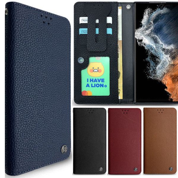 갤럭시S21울트라 보르도 천연가죽 카드 플립 케이스 G998