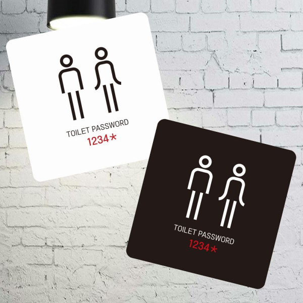 TOILET PASSWORD1 부착형 사각 소형안내판 13x13cm 디자인문패