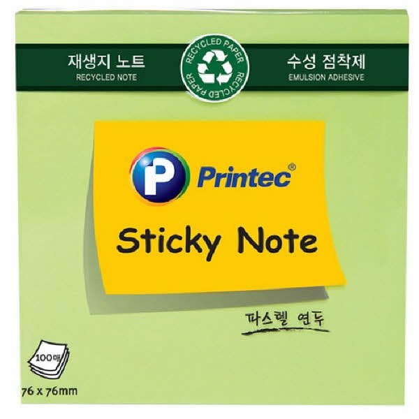 프린텍 E7676G 스티키노트 연두 76 x 76 100매