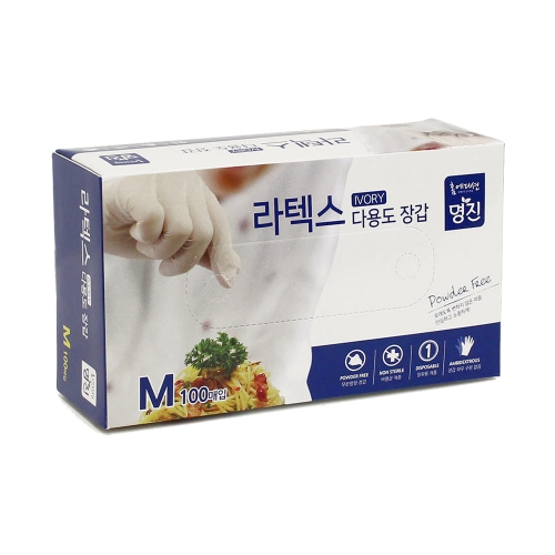 명진 라텍스 장갑 M 100매입 24 19cm 박스 10개