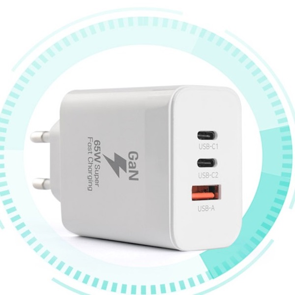 USB C타입 PD 65W 초고속 USB A 가정용 3포트 충전기 1.5M 화이트