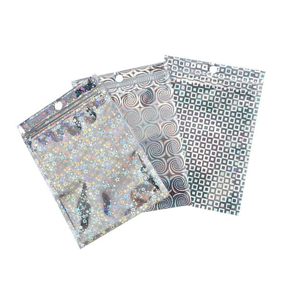 걸이형 디자인 홀로그램 지퍼백 소분 포장봉투 9x12cm