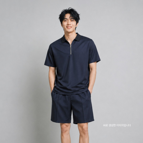 KSS 183 남자반집업카라반팔반바지세트