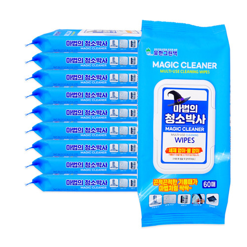 마법의청소박사60매 캡형 10개 크리너티슈 클리너티슈 세정티슈 얼룩제거