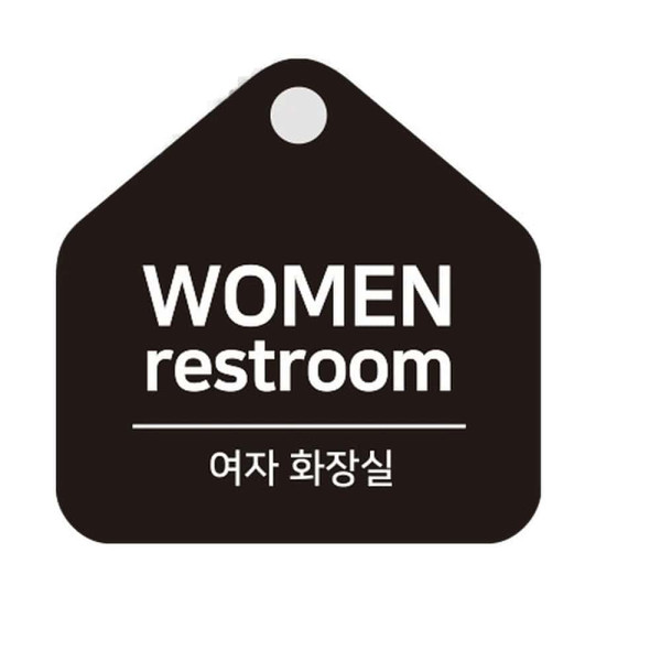 여자화장실2 걸이형 소형 오각안내판 17x17cm 화이트