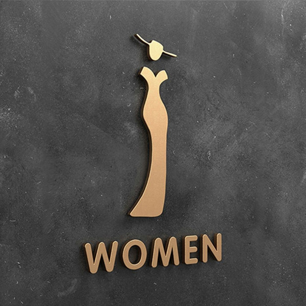 아크릴 디자인 화장실 표지판 안내판 골드 여성용