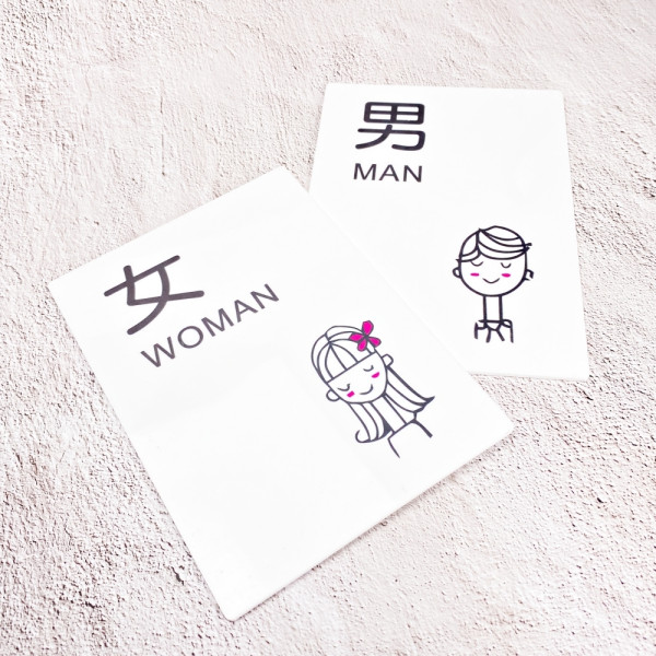 남여 화장실 표지판 아크릴 안내문구 표찰 팻말 세트