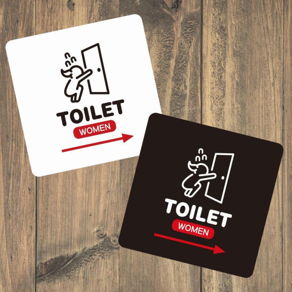 TOILET WOMEN 우측 부착형 사각 소형안내판 13x13cm 디자인문패