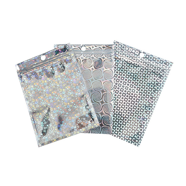 걸이형 디자인 홀로그램 지퍼백 포장봉투 12x18cm 원형