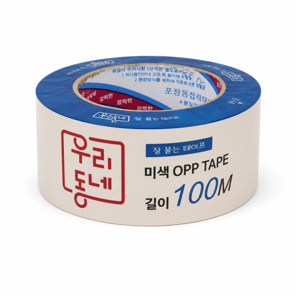 우리동네 황색 미색 OPP 박스테이프 100m