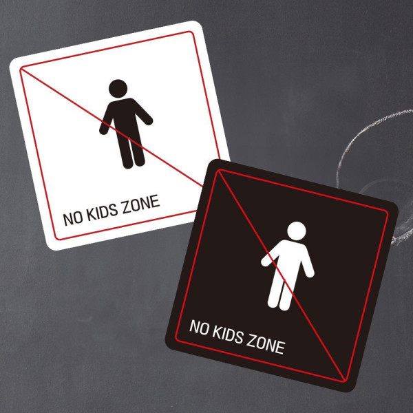 NO KIDS ZONE4 부착형 정사각 소형안내판 13x13cm 디자인문패